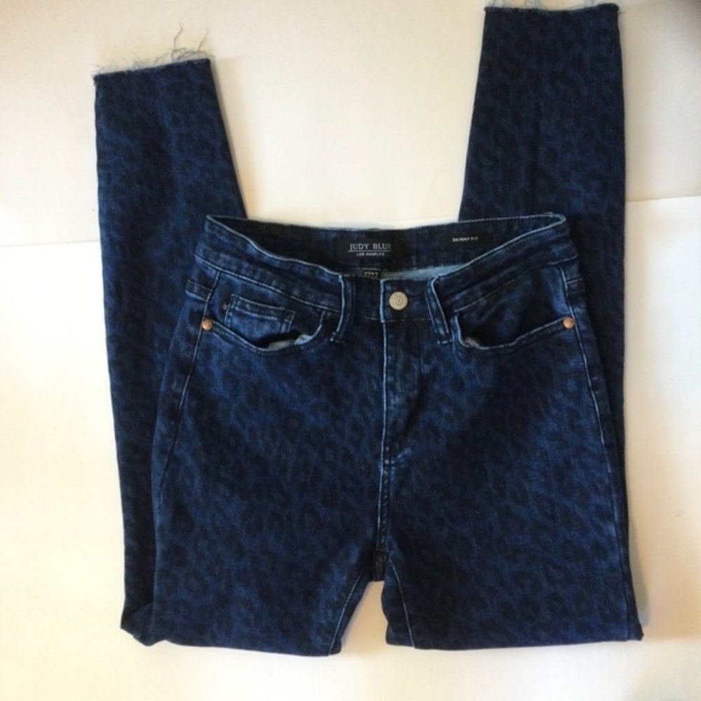 Judy Blue Los Angeles Patterned Denim Blue Jeans Skinny Fit Chic Size 5/27